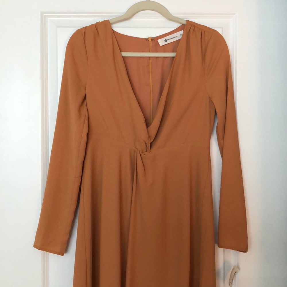 Long-Sleeve Burnt Orange Dress. High-Low. New.